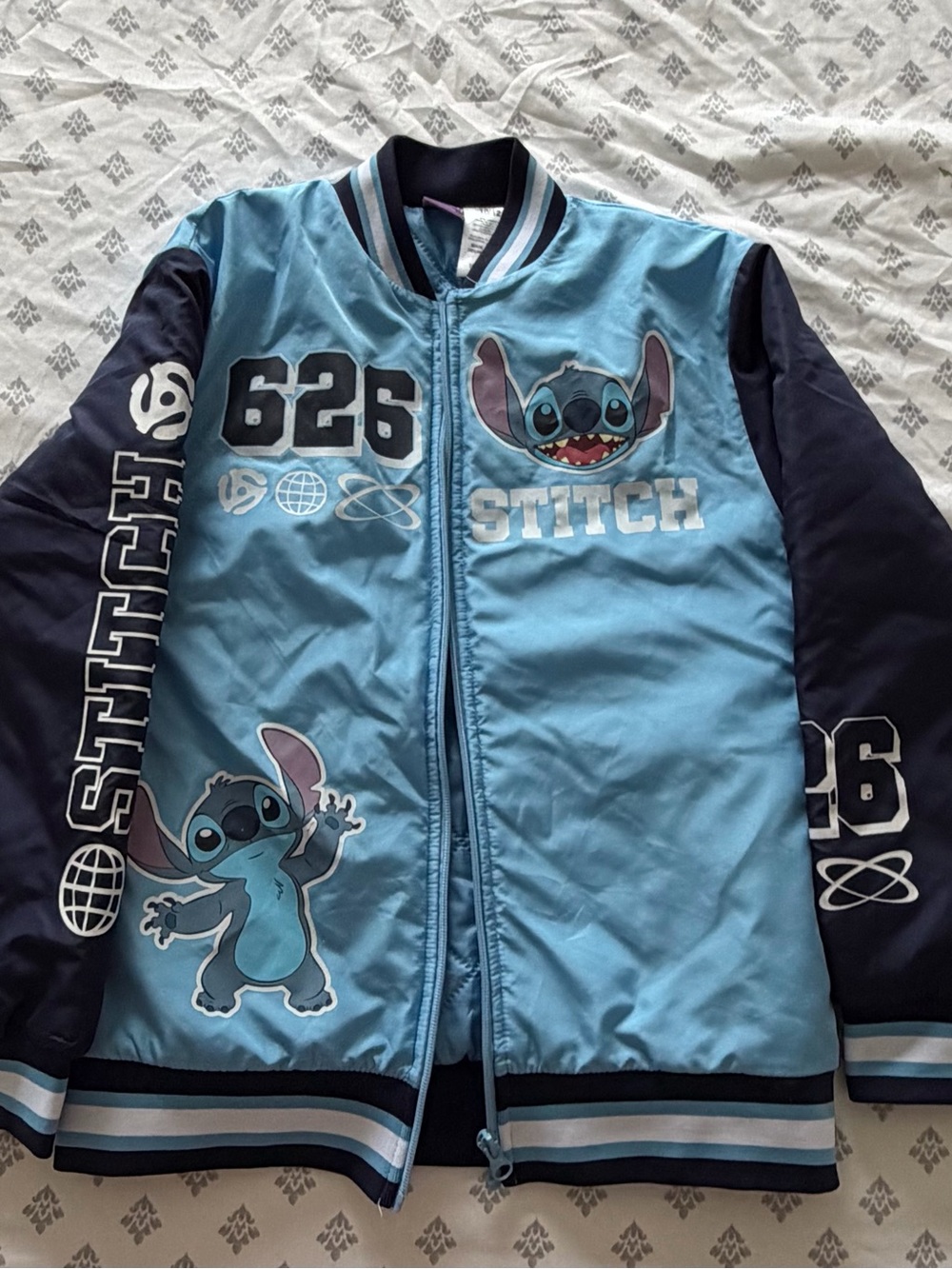 Disney Light Blue and Navy Stitch Bomber Jacket